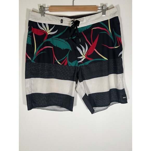 VANS Board Shorts ERA 4 way stretch surf black palms open shade 34 beach - Picture 1 of 9